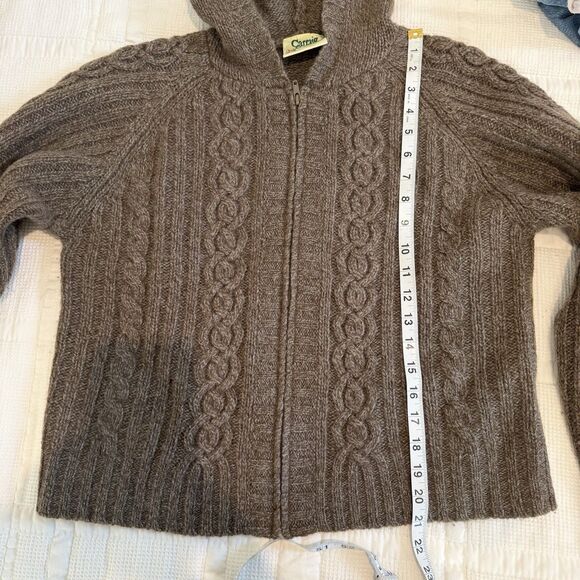 Vintage Carraig Donn Sweater Women Small Brown Shetland Wool Hood Full Zip Irish - Picture 9 of 14